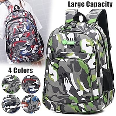 Men's Women's Backpack School Bag Bookbag Tactical Backpack Commuter Backpack School Outdoor Daily Color Block Geometric Pattern Oxford Cloth Large Capacity Lightweight Durable Zipper Light Green Red miniinthebox