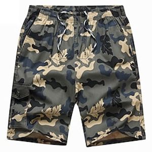 Men's Casual Sports Shorts Beach Shorts Multiple Pockets Knee Length Pants Inelastic Solid Color Tree Lightweight Sports Mid Waist Yellow camouflage Camouflage Gray Camouflage Green L XL XXL 3XL 4XL Lightinthebox