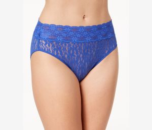 Womens Halo Lace Hi Cut Brief  Blue