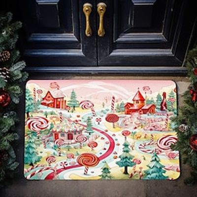 Christmas Candy Cane Doormat Xmas Non-Slip Oil Proof Rug Indoor Outdoor Mat Bedroom Decor Bathroom Mat Entrance Rug Door Mat Lightinthebox