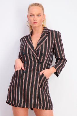 Womens Liberty Blazer Romper Black Rose Combo Womens Liberty Blazer Romper Black Rose Combo