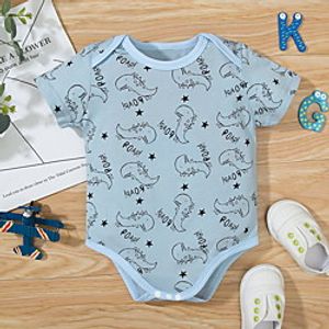 Baby Boys' Basic Letter Animal Print Short Sleeves Romper Blue miniinthebox