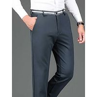 Men's Dress Pants Trousers Suit Pants Pocket Plain Comfort Breathable Outdoor Daily Going out Fashion Casual Black Dusty Blue miniinthebox - thumbnail