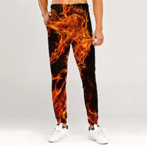 Men's Novelty Casual / Sporty Outdoor Sports Casual Daily Sweatpants Trousers Pants Graphic 3D Full Length Print Orange miniinthebox