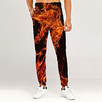 Men's Novelty Casual / Sporty Outdoor Sports Casual Daily Sweatpants Trousers Pants Graphic 3D Full Length Print Orange miniinthebox - thumbnail