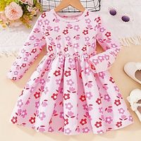 Girls' 3D Floral Dress Long Sleeve 3D Print Fall Winter Sports  Outdoor Daily Holiday Cute Casual Beautiful Kids 3-12 Years Casual Dress A Line Dress Above Knee Polyester Regular Fit Lightinthebox - thumbnail