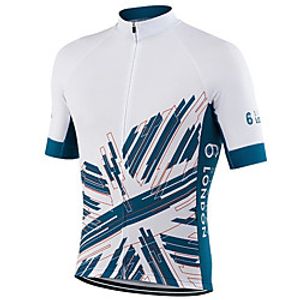 21Grams Men's Short Sleeve Cycling Jersey Summer Spandex Polyester BlueWhite Solid Color USA UK Bike Jersey Top Mountain Bike MTB Road Bike Cycling UV Resistant Quick Dry Breathable Sports Clothing miniinthebox