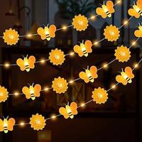 1pc Bee Sunflower String Lights, Fairy String Lights, Bedroom, Living Room, Party, Wedding, Courtyard, Home, Festival Party Supplies, Party Decorations, Spring Decorations Lightinthebox