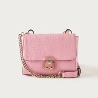 Guess Embossed Crossbody Bag with Chain Accented Strap and Flap Closure