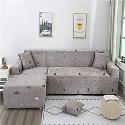 Khaki Drop Print Dustproof All-powerful Slipcovers Stretch L Shape Sofa Cover Super Soft Fabric Couch Cover Sofa Furniture Protector with One Free Boster Case miniinthebox