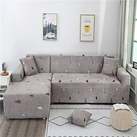 Khaki Drop Print Dustproof All-powerful Slipcovers Stretch L Shape Sofa Cover Super Soft Fabric Couch Cover Sofa Furniture Protector with One Free Boster Case miniinthebox - thumbnail