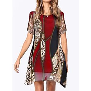 Women's Shift Dress Short Mini Dress Red Wine Green Sleeveless Print Spring Summer Casual  Daily 2021 XL 2XL 3XL 4XL 5XL Lightinthebox