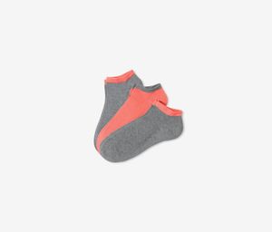 Mens 3 Pairs of Sneaker Socks  Grey/Orange