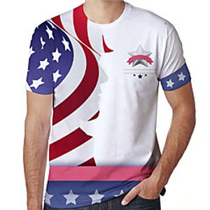 Men's Tees T shirt 3D Print Graphic Prints Flag Print Short Sleeve Daily Tops Casual Designer Big and Tall White miniinthebox