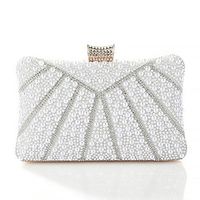 Women's Clutch Evening Bag Wristlet Polyester Party Christmas Holiday Rhinestone Pearls Crystals Large Capacity Durable Solid Color White miniinthebox - thumbnail