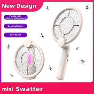Electric mosquito swatter Mini portable mosquito swatter Home foldable lightweight storage and wall hanging purple light mosquito trap electric mosquito swatter Lightinthebox