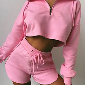 Women's 2 Piece Tracksuit Sweatsuit Casual Athleisure 2pcs Summer Long Sleeve Moisture Wicking Breathable Soft Fitness Gym Workout Running Jogging Training Sportswear Solid Colored Hoodie Black Blue Lightinthebox
