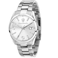 Maserati Attrazione 43Mm 3H W/Silver Dial Br Ss Men'S Watch