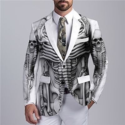 Skeleton Abstract Gothic Men's Coat Blazer Work Wear to work Going out Fall Winter Turndown Long Sleeve Black White khaki S M L Polyester Weaving Jacket miniinthebox Skeleton Abstract Gothic Men's Coat Blazer Work Wear to work Going out Fall Winter Turndown Long Sleeve Black White khaki S M L Polyester Weaving Jacket miniinthebox