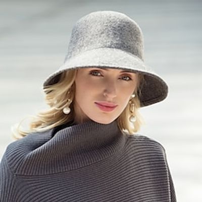 Hats 100% Wool Bowler  Cloche Hat Bucket Hat Floppy Hat Wedding Casual Elegant Wedding With Bowknot Pure Color Headpiece Headwear Lightinthebox