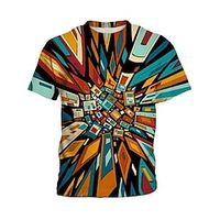 Kids Boys T shirt Tee Short Sleeve 3D Print Graphic Crewneck Multicolor Children Tops Fall Winter Cool Outdoor Daily Regular Fit 4-12 Years miniinthebox - thumbnail