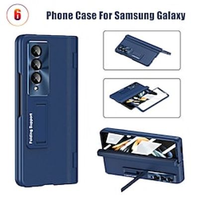 Phone Case For Samsung Galaxy Flip Z Fold 4 Z Fold 3 Flip and Screen Protector Kickstand Solid Colored PC PU Leather miniinthebox