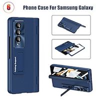 Phone Case For Samsung Galaxy Flip Z Fold 4 Z Fold 3 Flip and Screen Protector Kickstand Solid Colored PC PU Leather miniinthebox - thumbnail