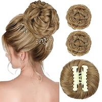 2PCS Messy Bun Hair Piece Claw Clip Messy Bun Hair Piece Curly Wavy Faux Hair Bun Tousled Updo Hair Extensions Scrunchie Chignon Buns Hair pieces for Women Lightinthebox - thumbnail