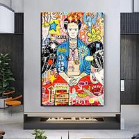 Handmade street art painting Hand Painted Oil Painting Wall Art Large Wall Art Canvas Art Canvas Home Decor Frida Kahlo Graffiti Woman Graffiiti Canvas Art Rolled Canvas No Frame Unstretched Lightinthebox