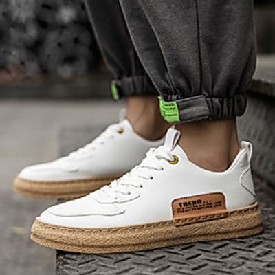 Men's Sneakers Comfort Shoes Crib Shoes Sporty Casual Classic Daily Outdoor Walking Shoes Synthetics Breathable Non-slipping Shock Absorbing Booties / Ankle Boots White Black Spring Summer miniinthebox