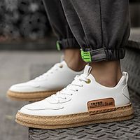 Men's Sneakers Comfort Shoes Crib Shoes Sporty Casual Classic Daily Outdoor Walking Shoes Synthetics Breathable Non-slipping Shock Absorbing Booties / Ankle Boots White Black Spring Summer miniinthebox - thumbnail