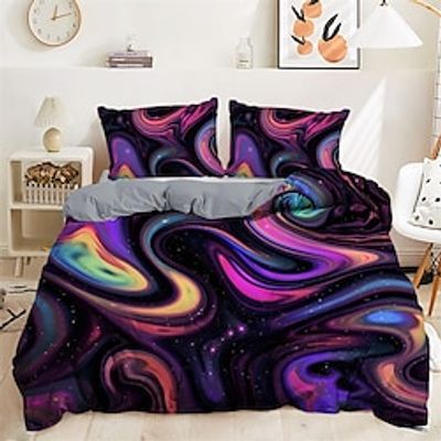 100% Cotton Duvet Cover Set Flowing Lines Trippy Pattern Comforter Set Soft 3-Piece Luxury Bedding Set Home Decor Dusk Bedding Gift King Queen Full Size Lightinthebox