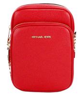Michael Kors Jet Set Bright Red Pebbled Leather North South Chain Crossbody Bag (73895)