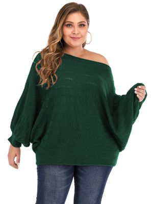 Plus Size One Shoulder Long Sleeves Sweater Plus Size One Shoulder Long Sleeves Sweater