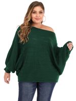 Plus Size One Shoulder Long Sleeves Sweater - thumbnail