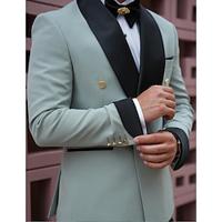 Sage Men's Wedding Suits Solid Colored 2 Piece Party Dress Tailored Fit Single Breasted Two-buttons 2024 Lightinthebox