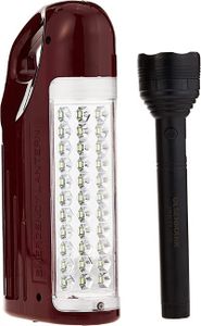 Olsenmark 2 In 1 Rechargeable LED Emergency Lantern with Flashlight Maroon Black - OMEFL2620