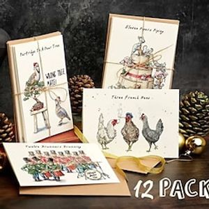 12 Days of Christmas Card Set,12 Pack Quirky Funny Christmas Cards Card with Your Custom Message and Envelopes,Christmas Countdown Gift Card Set Lightinthebox