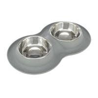 Trixie Stainless Steel Bowl Set Silicone Base - Grey 40X5X23Cm