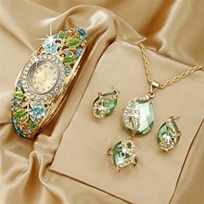 Women's Watch Baroque Flower Rhinestone Quartz Cuff Bangle Watch Oval Pointer Analog Wrist Watch 4pcs Jewelry Set Gift For Mom Her Lightinthebox Women's Watch Baroque Flower Rhinestone Quartz Cuff Bangle Watch Oval Pointer Analog Wrist Watch 4pcs Jewelry Set Gift For Mom Her Lightinthebox