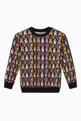 Allover Teddy Robots Sweatshirt in Cotton