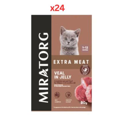 Miratorg Extra Meat With Veal iIn Jelly Kitten Wet Food Pack 24X80G