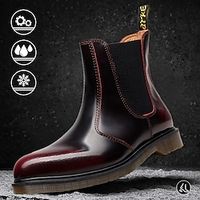 Men's Women Boots Chelsea Boots Walking Casual British Daily Party  Evening Cowhide Warm Height Increasing Mid-Calf Boots Loafer Black Burgundy Color Block Fall Winter Lightinthebox - thumbnail