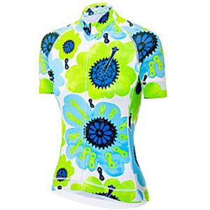 21Grams Women's Short Sleeve Cycling Jersey Summer Spandex Green Floral Botanical Gear Bike Top Mountain Bike MTB Road Bike Cycling Breathable Sports Clothing Apparel / Stretchy / Athleisure miniinthebox