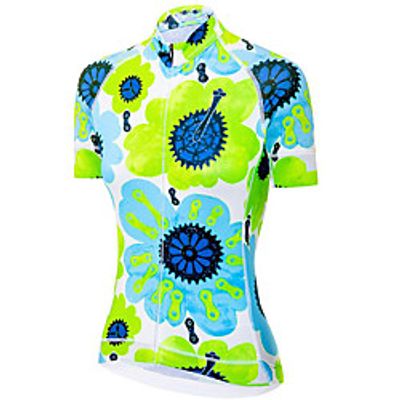 21Grams Women's Short Sleeve Cycling Jersey Summer Spandex Green Floral Botanical Gear Bike Top Mountain Bike MTB Road Bike Cycling Breathable Sports Clothing Apparel / Stretchy / Athleisure miniinthebox