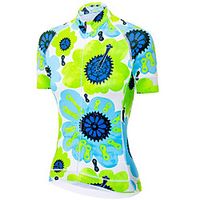 21Grams Women's Short Sleeve Cycling Jersey Summer Spandex Green Floral Botanical Gear Bike Top Mountain Bike MTB Road Bike Cycling Breathable Sports Clothing Apparel / Stretchy / Athleisure miniinthebox - thumbnail