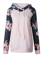 Patchwork Printed Sleeve Women Hoodies