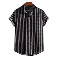 Men's Shirt Other Prints Letter Animal Print Short Sleeve Daily Tops Beach Boho Black Lightinthebox - thumbnail