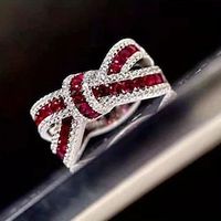 Valentine's Day Exquisite Ring Silver Plated Cute Bow Knot Design Paved Shining Zircon Perfect Birthday Gift For Female Match Daily Outfits Lightinthebox - thumbnail