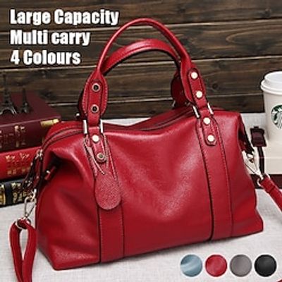 Women's Handbag Crossbody Bag Shoulder Bag Boston Bag PU Leather Office Daily Holiday Rivet Zipper Large Capacity Multi Carry Solid Color Black Red Blue miniinthebox Women's Handbag Crossbody Bag Shoulder Bag Boston Bag PU Leather Office Daily Holiday Rivet Zipper Large Capacity Multi Carry Solid Color Black Red Blue miniinthebox